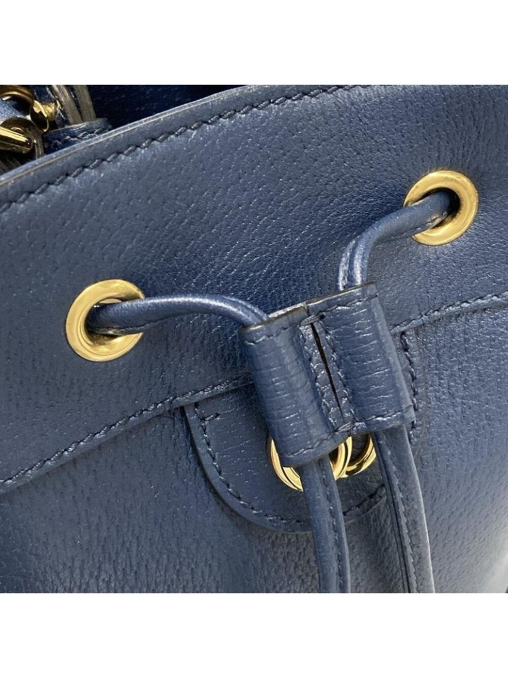 Gucci Ophidia Small Bucket Bag Navy Drawstring Cotton X Red - Picture 12 of 15